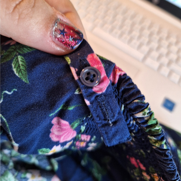 Old Navy Women Plus 1x Navy Floral Adjustable Convertible Straps Cami Sun Dress - Picture 5 of 8